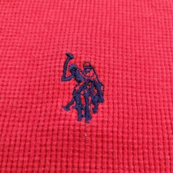 U.S POLO ASSN. Men's Crewneck Long Sleeve Thermal Waffle Red Top Shirt Sz L - Picture 9 of 9